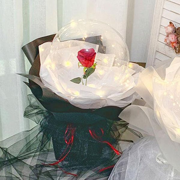 

party decoration led light up rose bouquet clear glowing balloon ball wedding decor valentines gift for women girlfriend