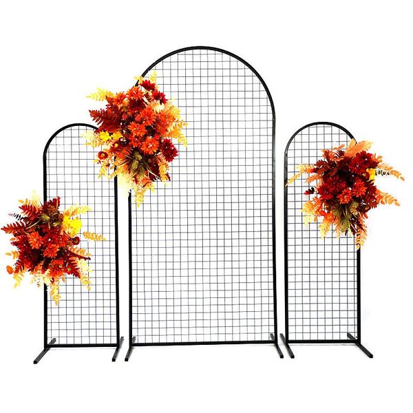 

party decoration wedding arch grid screen iron decorative props scene layout stage background mesh metal flower stand