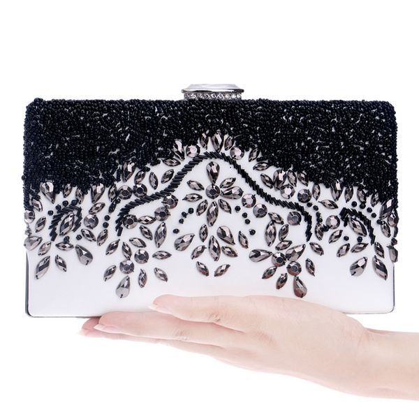 

pu women embroidery evening bas beaded wedding bridal handbags with shoulder purse clutch evening bags