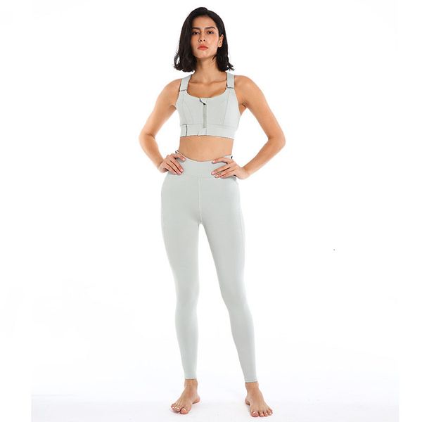 

women's tracksuits 2pcs/set large size yoga set gym clothes sport suits adjustable sports bra high waist leggings 3umn, Gray