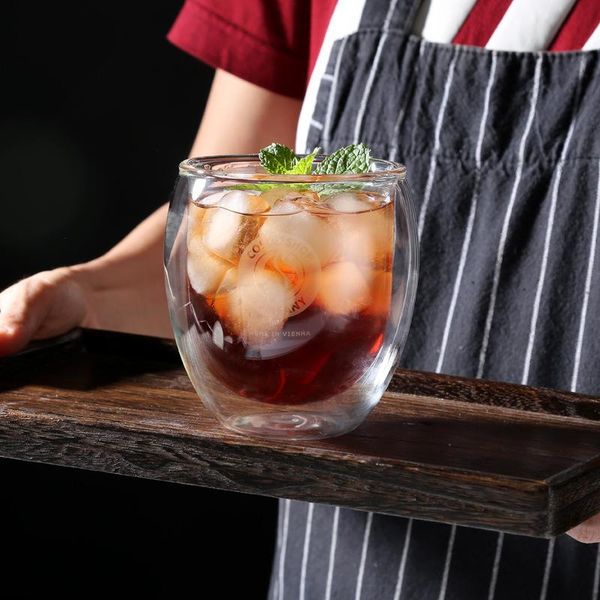 

wine glasses 400ml double wall thermo insulated coffee cup borosilicate glass