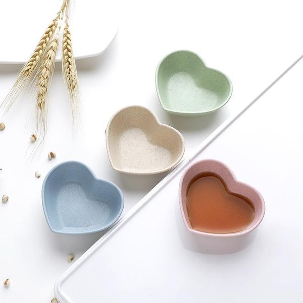 

dishes & plates 1pcs heart shape dish eco-friendly wheat straw infant plate children dinnerware side tableware 7.8*6.3 cm wholesale