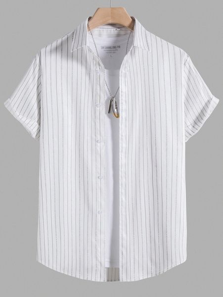 

men striped and letter graphic shirt without tee h1sl#, White;black