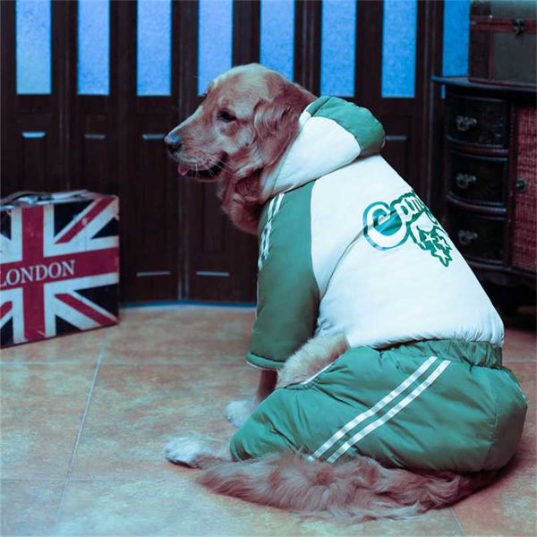 2022 Giacca invernale per cani Golden Retriever Husky Labrador cani animali domestici abbigliamento Cool lettera cappotto con cappuccio ropa para perro roupa cachorro 211013