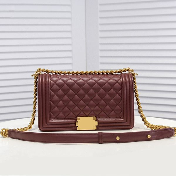 

luxurys designers bags channel women bags handbags919 fashion chain shoulder bag diamond lattice boy handbag lambskin & silver/gold -crimson