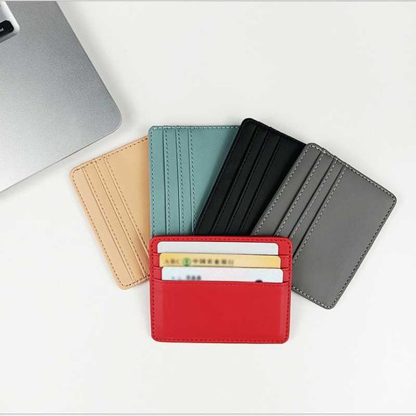 

card holders solid color pu leather id holder women men business cover bank box multi slot slim case coin wallet, Brown;gray