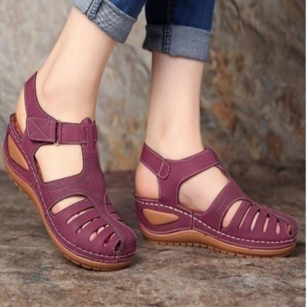 

sandals retro casual women's 2021 summer ladies wedge non-slip comfortable, Black