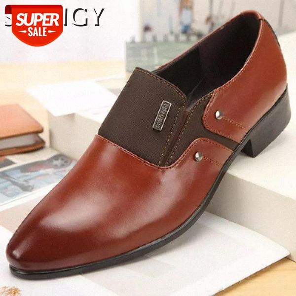 

autumn new men shoes patchwork sewing pointed toe men's shoes mature waterproof glossy casual walking fashion males #yh06