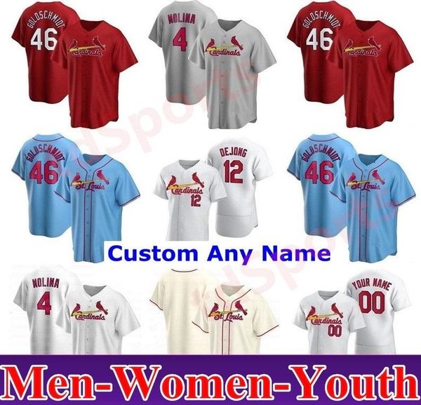 

2020 st. louis men women kids yadier molina paul goldschmidt matt carpenter paul dejong carlos martinez marcell ozuna cardinal jerseys, Blue;black
