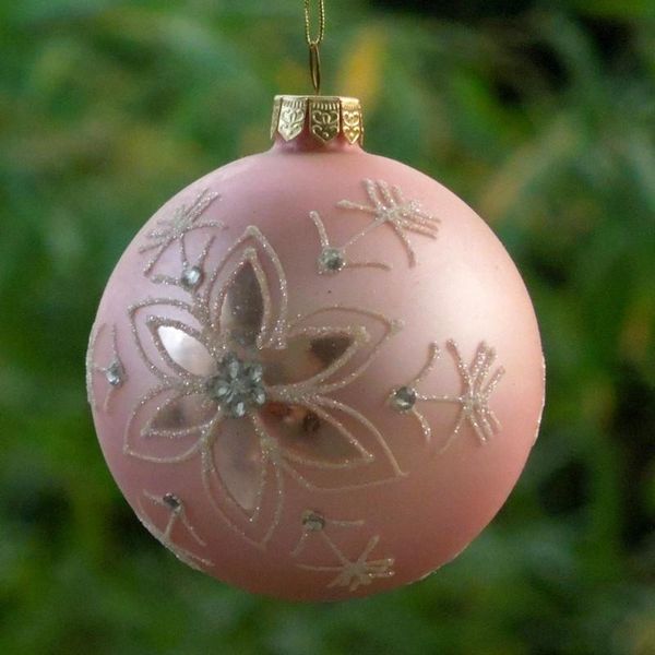 

party decoration 12pcs/pack diameter=8cm pink series glass ball christmas day tree hanging pendant festival wedding friend gift