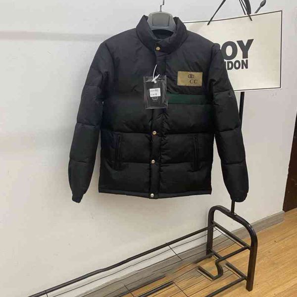 

cotton padded cc classic jacket parkas couples men womens medium gooses letter embroidery printing parker warm coat of black and white