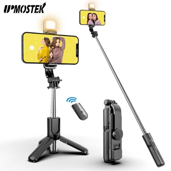 

selfie monopods upmostek wireless bluetooth smartphone stick foldable mini tripod with fill light shutter remote control for ios android