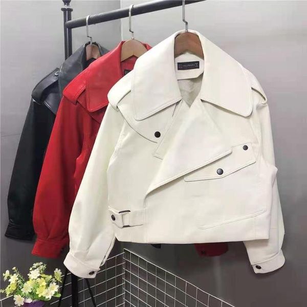 

women's leather & faux zqlz jacket women 2021 pu motorcycle streetwear outerwear loose punk casual black biker autumn coat female