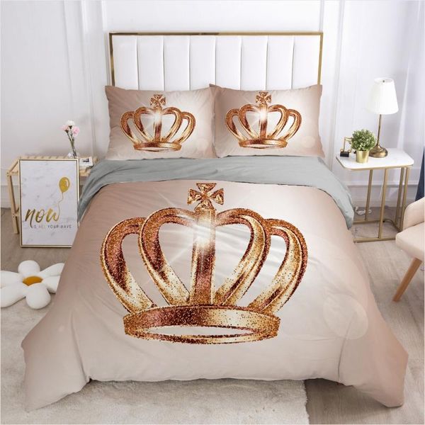 

bedding sets golden crown pink set girls comforter quilt cover with pillowcase home bed linings  king size modern textiles