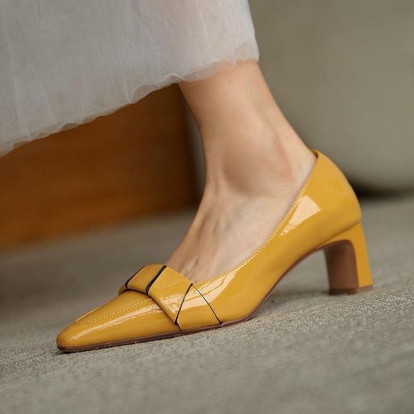 

dress shoes thick heel real genuine leather heels spring street fashion casual women walking, Black