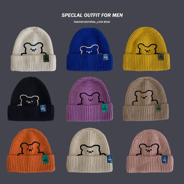 

beanies korean autumn winter women's knitted hat tie-dye ribbed knit hats gradient color women beanie outdoor ski cap
