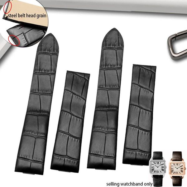 

watch bands 18mm 21mm for dumont series 750 special chain men's women's with steel band head grain, Black;brown