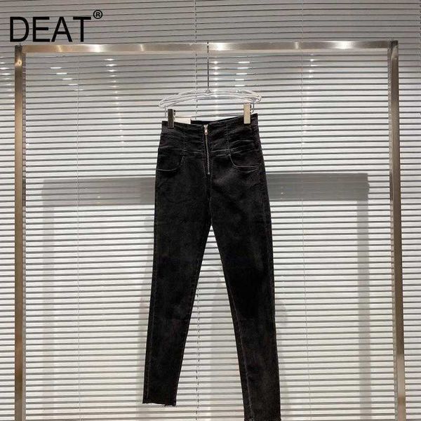 

deat women black slim temperament jeans arrivals high waist pants all match fashion spring summer 11d876 210709, Blue