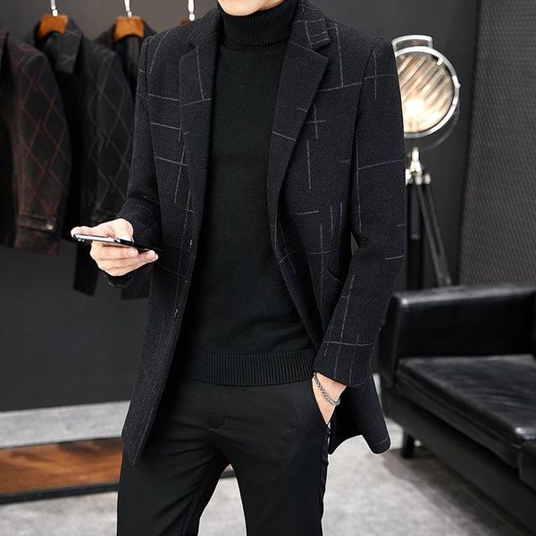 

wool coat men's new windbreaker in autumn and winter, Black