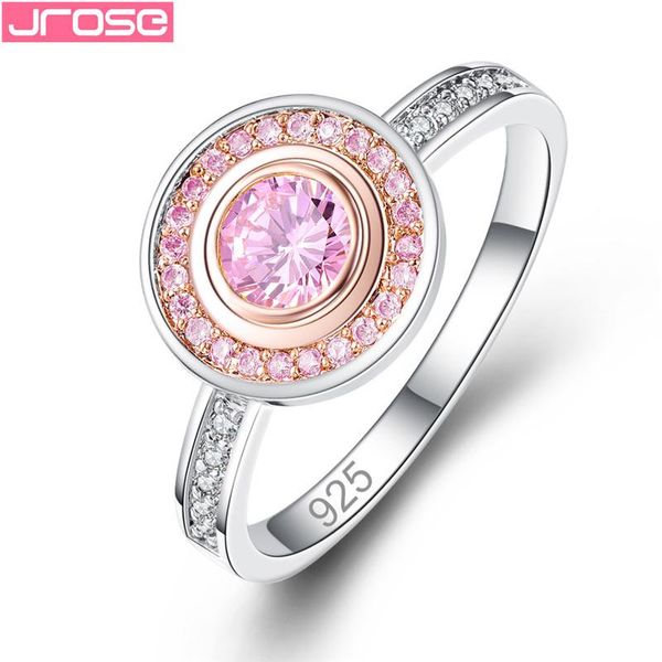 

cluster rings jrose charms sterling silver 925 jewelry 2 colors forever clear cz round finger for women weddings engagement party gift, Golden;silver