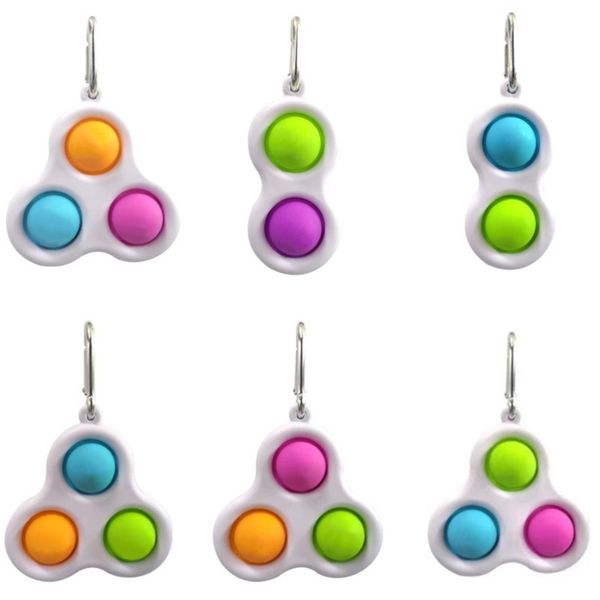 

10pcs fidget sensory toy simple dimple keychain push pop bubble key ring bag pendants squeeze bubbles stree relief finger toy hh25p7kr
