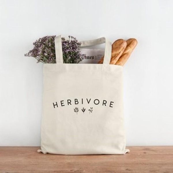 

shopping bags herbivore tote bag vegan canvas travel cosmetic handbag with zipper slogan grocery