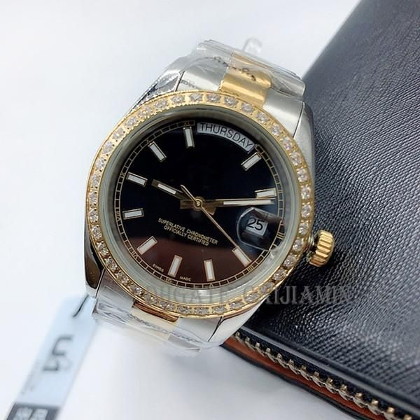 

new automatic mechanical mens watches bezel stainless steel women diamond watch lady watch waterproof luminous wristwatches gift, Slivery;brown