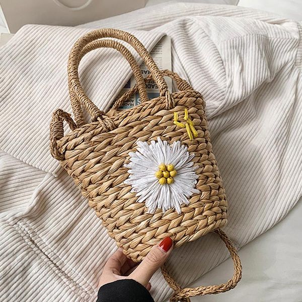 

shoulder bags 2021 summer women handbag rattan wicker straw woven bucket bag large capacity female casual travel tote fashion bolsos