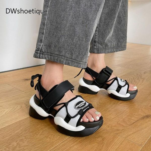 

sandals summer platform women sport genuine leather mesh casual shoes, Black