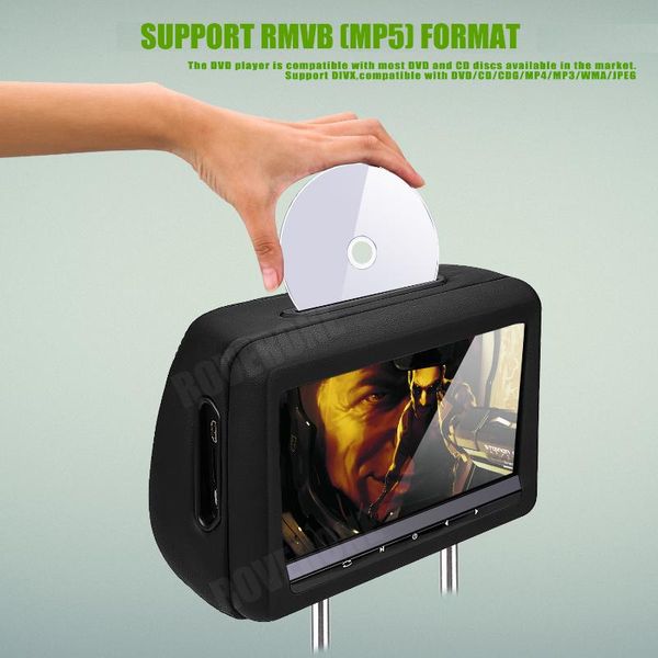 

car video 2 x 10.1'' headrest dvd players, touch button 1080p monitor with hdmi supports usb/sd ir/fm ir headphones