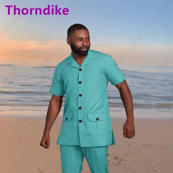 

men's suits & blazers thorndike tailored blue single breasted suit short jacket summer beach groomsmen casual wedding man blazer pants, White;black