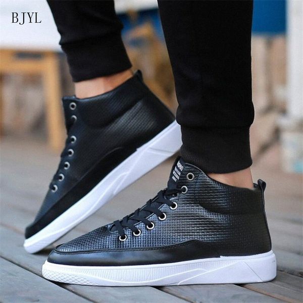 

bjyl 2019 new fashion male casual shoes mens leather casual sneakers fashion black white flats shoes b308 o5ll#