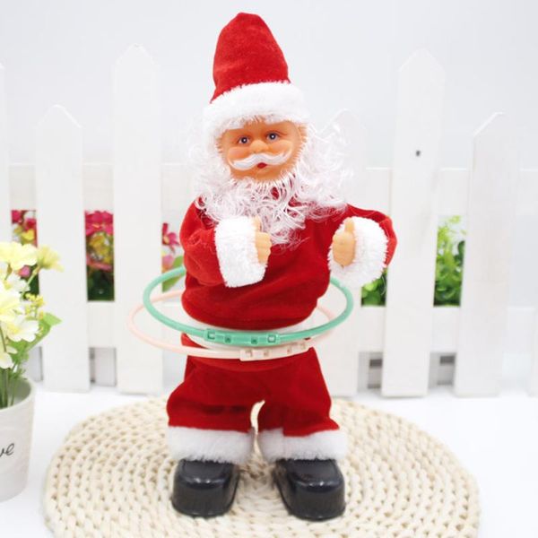 

party favor christmas electric hoop santa claus creative turning music playing toy holiday gift for kids year decor