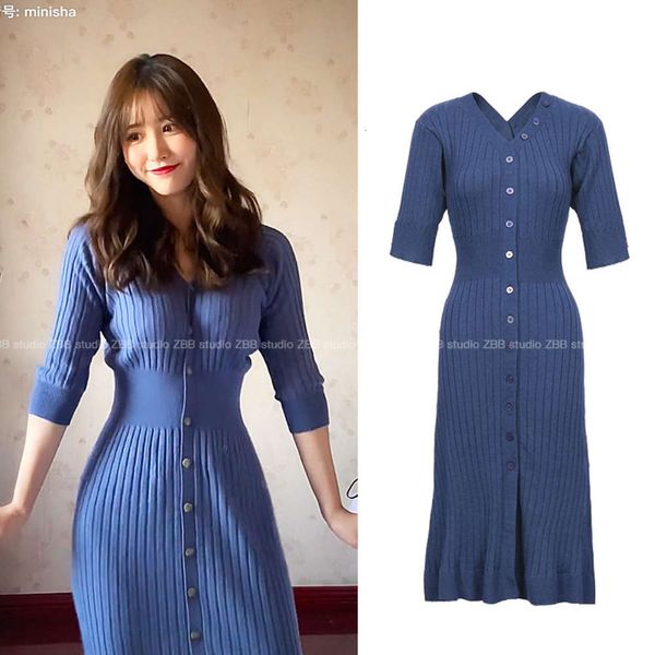 

casual dress tiktok, a smll blue shirt, wist hlf sleeved crdign dress, summer style., Black;gray