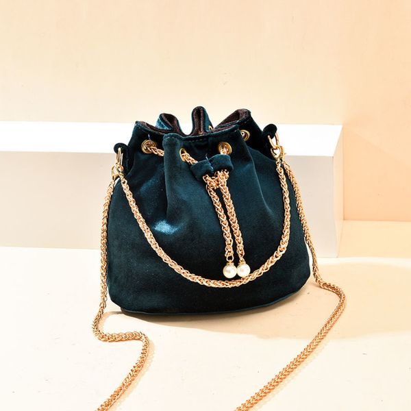 

brand designer luxury handbags women fashion velvet shoulder bag women pu leather chain crossbody bags large capacity bucket bag c0228