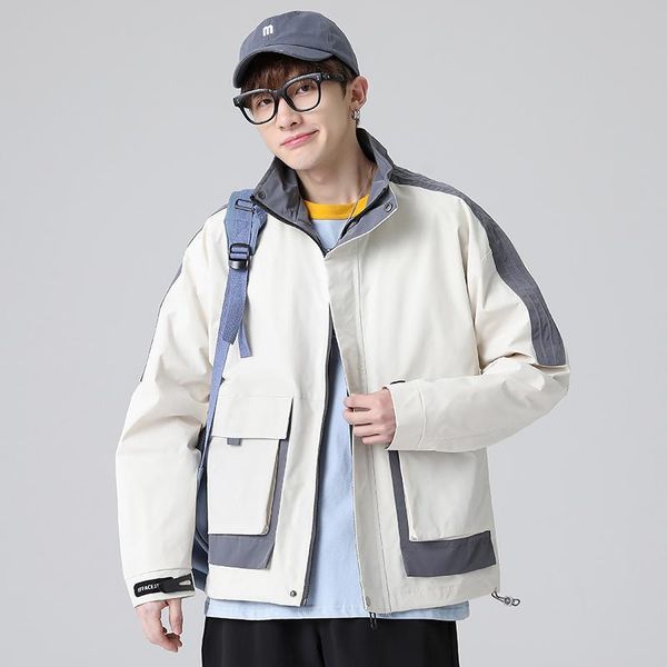 

men's jackets mens patchwork jacket spring autumn 2021 casual lightweight windbreakers korean style hip hop streetwear clothes for teen, Black;brown