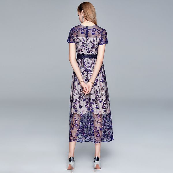 

elegant floral embroidery wearing thin neck waist dress women's clothing summer ta6648 ui76, Black;gray