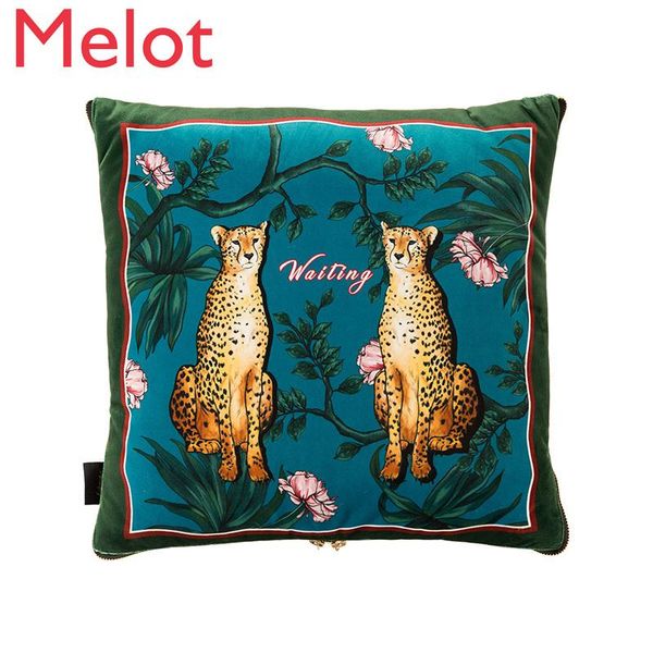 

cushion/decorative pillow cheetah blanket high-end luxury printed plush sofa cushion thick soft jacquard velvet simple decorative