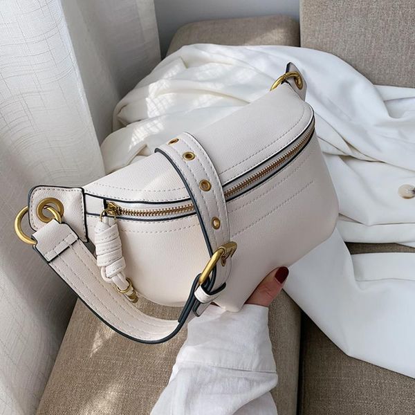 

waist bags wide belt bag for women fashion chain fanny pack ladies pu leathe small chest crossbody 2021