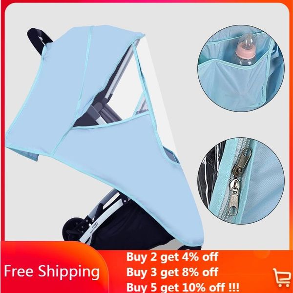 

stroller parts & accessories universal rain cover baby car weather shield with windows transparent breathable trolley umbrella raincoat