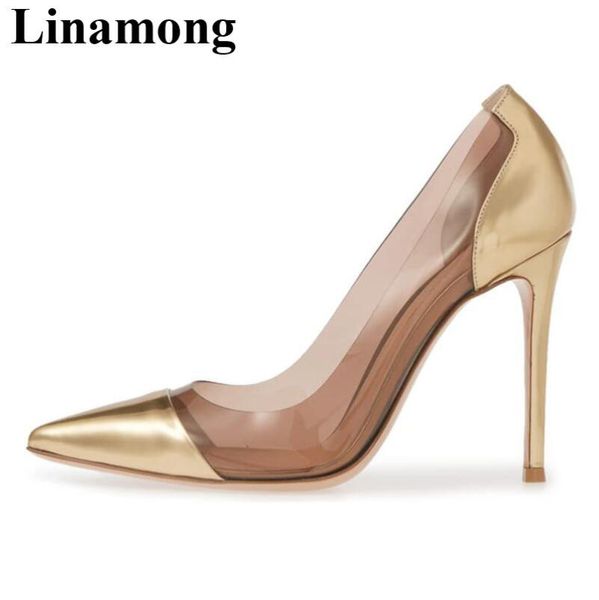 

dress shoes summer women pumps mixed color thin high heel and pointed toe pvc fashion gold, Black