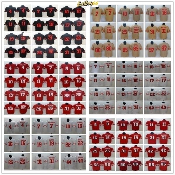 

ncaa football 42 ronnie lott 8 steve young 21 deion sanders 16 joe montana 80 jerry rice jerseys stitched man women youth kids, Black;red