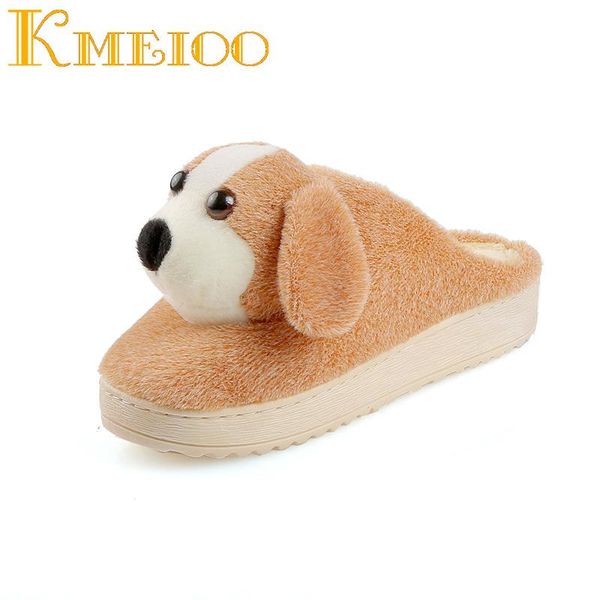 

slippers kmeioo animal prints woman slipper dog shoes platform flat round toe basic sliper winter casual slides slip on ladies, Black