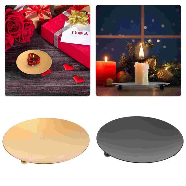 

candle holders 2pcs party candlestick base round tray iron stand holder