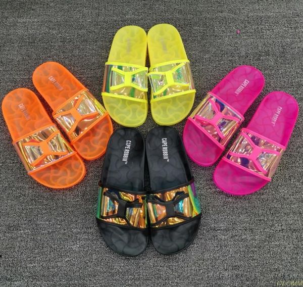 

women slippers transparent new jelly shoes summer soft female bow slides flat flip flops woman beach ladies outdoor, Black