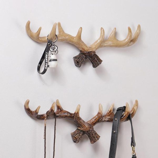 

creative vintage deer horn design wall mount resin hook hat key coat rack hanger