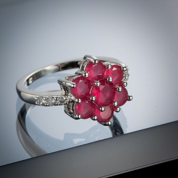 

jewelry fashion simple red zircon ring engraved with 925 words, popular hand jewelry, Slivery;golden
