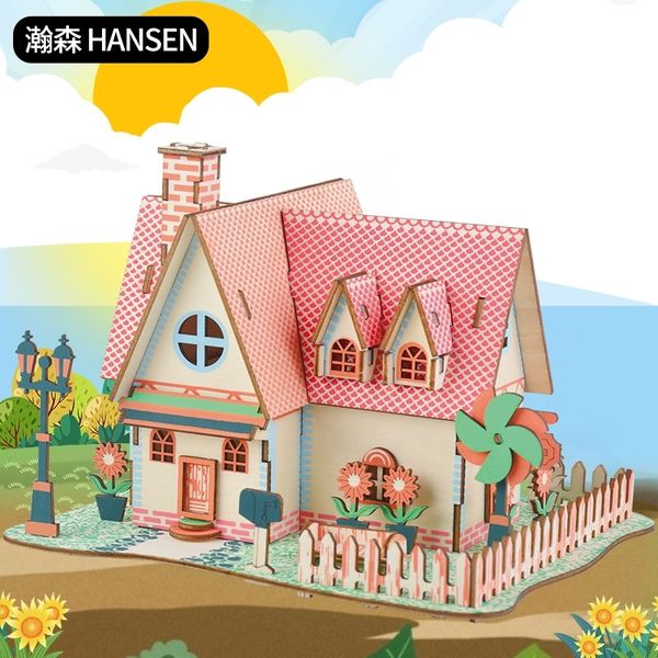

12girls castle building blocks 3d three-dimensional puzzle model children's house diy hand assembled educational toys