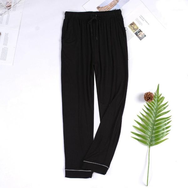 

men's sleepwear cotton knit sleeping pants casual long, Black;brown