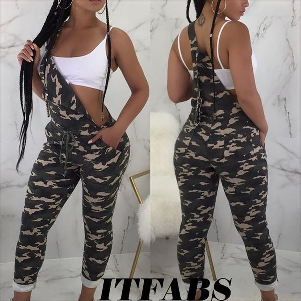 

camo camouflage printed women jumpsuit overalls playsuits straps dungarees harem long pants, Black;white